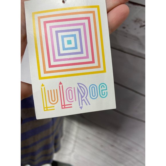 Lularoe Purple‎ Gray Short Sleeve Striped Classic Tee Top NWT Size Medium - Picture 9 of 11